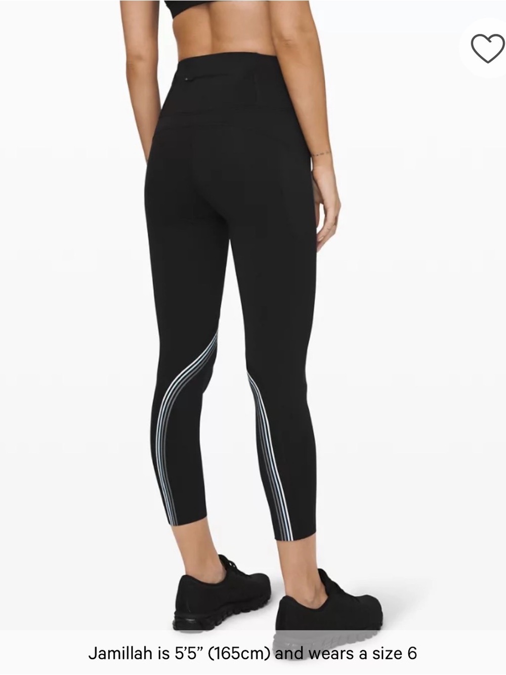 Lululemon Speed Limit High-Rise Crop 23" Black Reflective Stripe Leggings Size 8 - Picture 2 of 12
